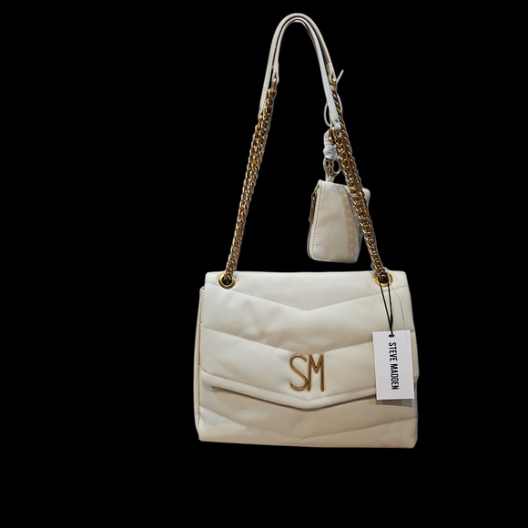 Steve Madden Bparker Oatmilk Cream Quilted Shoulder Bag With Change Wallet - Picture 6 of 15